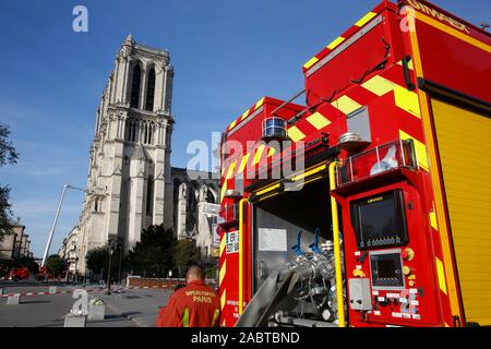 Notre Dame cathedral in april 2019, Paris, France. Stock Photo