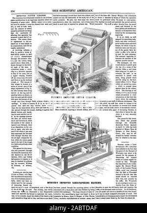 LAMPBLACK AND OIL TEE IMPROVED SAND-PAPERING MACHINE. SEARCH AFTER A LOST JOHNSON'S IMPROVED COTTON CLEANER. MUNGER'S IMPROVED SAND-PAPERING MACHINE., scientific american, 1860-11-03 Stock Photo