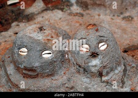 Legba voodoo protection outside a house.  Togoville. Togo. Stock Photo