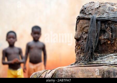 Legba voodoo protection outside a house.  Togoville. Togo. Stock Photo