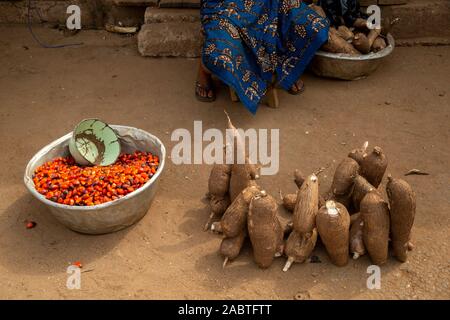 Agricultural goods sold at Kpalime market, Togo. Stock Photo