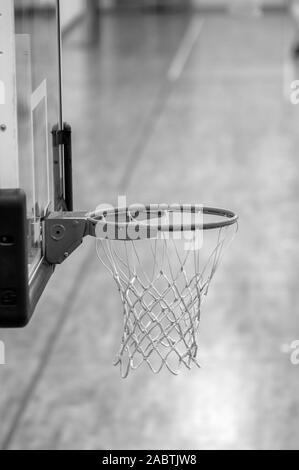 Close Up Basketball Hoop At The Apollohal Amsterdam The Netherlands 2019 In Black And White Stock Photo