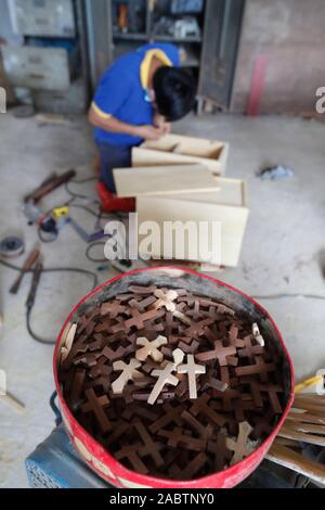 Cistercian Abbey.  Our Lady of My Ca.  Monk at carpentry workshop. Vietnam. Stock Photo