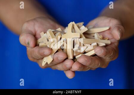 Cistercian Abbey.  Our Lady of My Ca.  Monk at carpentry workshop. Vietnam. Stock Photo