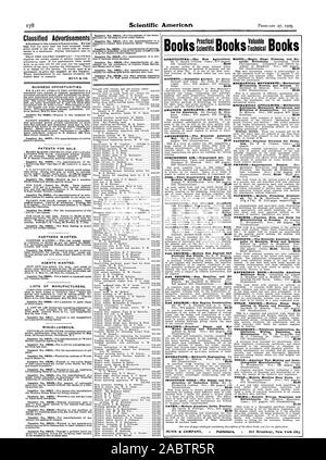 Classified Advertisements necessary to give the number of the inquiry. ITNN & CO. BUSINESS OPPORTUNITIES. PATENTS FOR SALE. PARTNERS WANTED. AGENTS WANTED. LISTS OF MANUFACTURERS. MISCELLANEOUS. AGRICULTURE.-The New Agriculture. AMUSEMENTS.-The Scientific American ELECTRWITY.-The Standard Handbook ELECTRICITY.-Electrician's Handy Book. GAS ENGINES.-Modern Gas Engines bail GAS ENGINES.-Gas Gasoline and Oil gases. GAS ENGINES.-Gas Engine Construction. HEATING.-Practical Steam and Hot INDUCTION COILS.-The Design and Con LATHE.-Modern American Lathe Practice. MECHANICAL MOVEMENTS.-Mechanical Stock Photo