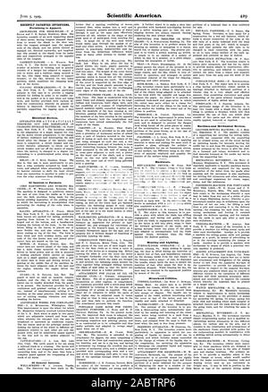 RECENTLY PATENTED INVENTIONS. Pertaining to Apparel. Electrical Devices. Of Interest to Farmers. Of General Interest. Hardware. Heating and Lighting. Household Utilities., scientific american, -1909-06-05 Stock Photo