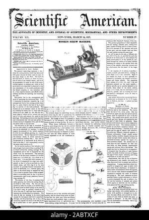 THE ADVOCATE OF INDUSTRY AND JOURNAL OF SCIENTIFIC MECHANICAL AND OTHER IMPROVEMENTS MOORE'S SCREW MACHINE., scientific american, 1857-03-14 Stock Photo