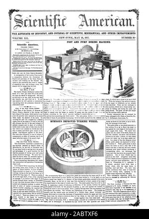 VOLUME XII. NEW-YORK MAY 16 1857. NUMBER 36. Scientific American Noah's Ark and the Great Eastern Steamship . 4 Had Effects of Snuff. Post and Pump Boring Machine. MUNROE'S IMPROVED TURBINE WHEEL., 1857-05-16 Stock Photo