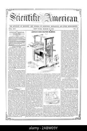 THE ADVOCATE OF INDUSTRY AND JOURNAL OF SCIENTIFIC MECHANICAL AND OTHER IMPROVEMENTS. ARNOLD'S HIDE SHAVING MAURINE., scientific american, 1859-03-19 Stock Photo