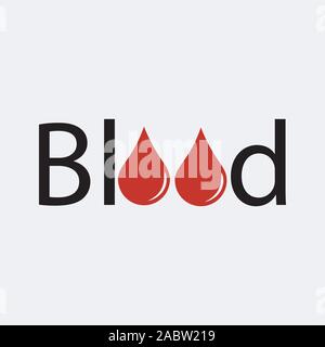 Text inscription with drops of blood instead of O. Stock Vector