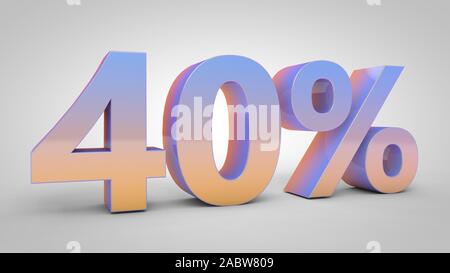 40% gradient text isolated on white background, 3d render. Stock Photo