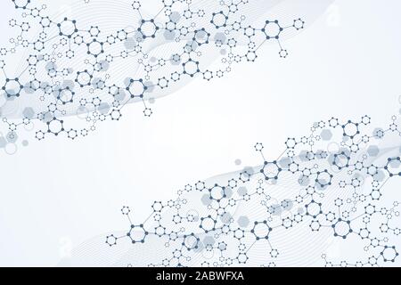Abstract medical background and science background. Technology hexagons structure or molecular connect elements. Stock Vector