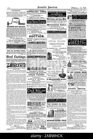 SENDFOR PAMPHLET FITCHBURG MASS. Mill Stones and Corn Mills. Jr. T. NUPE & SON Buffal N. Y. MACHINISTS' TOOLS. New Haven Conn. NEWSPAPER FILE Prices Greatly Reduced. EXHIBITORS AT PARIS 921 Chestnut St. Philadelphia LOVEGROVE az CO. Ja. IRON WORKS BARBER BIT BRACE. MILLERS FALLS CO. 10E AT Sl.00 PER TON. Steel Castings CAVEATS COPYRIGHTS TRADE MARKS ETC. NUNN & CO. ASPHALTED TUBES ASPHALTED TUBE WORKS FRIEDMANN'S PATENT BOILER FEEDERS Also Patent Oilers and Lubricators. RISDON'S IMPROVED TURBINE WATER WHEEL T. H. RISDON & CO. Manufacturers of MILL MACHINERY. CIRCULAR SAW-MILLS POWDER-KEG The Stock Photo