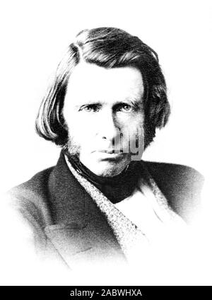 Vintage portrait photo of English art critic, painter and writer John Ruskin (1819 – 1900). Photo circa 1865 by Elliott & Fry. Stock Photo