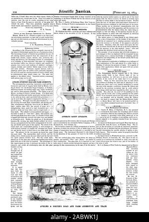 102 Poisonous Colors. EIRE AND WATER INDICATOR. AUTOMATIC SAFETY APPARATUS. Edison's Electric Light. New Mechanical Inventions. AVELINO & PORTER'S ROAD AND FARM LOCOMOTIVE A, scientific american, 1879-02-15 Stock Photo