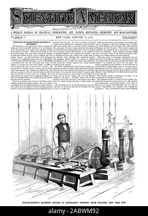 A WEEKLY JOURNAL OF PRACTICAL INFORMATION ART SCIENCE MECHANICS CHEMISTRY AND MANUFACTURES. Vol. XLIINo. 5.1 APPLICATION OF DYNAMO-ELECTRIC MACHINES T TELEGRAPHY. DYNAMO-ELECTRIC MACHINES APPLIED TO TELEGRAPHYWESTERN UNION BUILDING NEW YORK CITY., scientific american, 1880-01-31 Stock Photo
