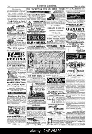 Do Your Own Printing. COLUMBIA BICYCLE. WM. A. HARRIS HARRIS-CORLISS ENGINE J. R. PIERCE Seq. GENUINE BABBITT METAL OLD ROLLED. SHAFTING. MACHINISTS' TOOLS. Iron Planing Machines THE TA NITE 00' EMERY WHEELS AND CRINDERS. ROCK DRILLING. MACHINES AIR COMPRESSORS PORTLAND CEMENT STEAM PUMPS. The Asbestos Packing Co. MUNN & CO. Mill Stones and Corn Mills. LAWN MOWER. llytJoHlis H. W. JOHNS M'F'G C 87 Maiden Lane New York WATERWORKS PUMPING ENGINES. DELAMATER IRON WORKS Boiler Makers Engine Builders and Founders BOILER COVERINGS. ASBESTOS MATERIALS The New York Ice Machine Company PERFECT Stock Photo