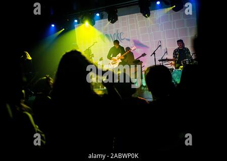 Singer and songwriter, Louisa Roachis, is seen performing live at Hard Club in Porto. Stock Photo