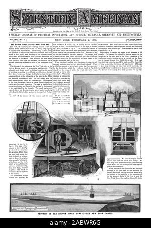 Progress of the Hudson river tunnel, the New York Caisson, scientific american, 1882-02-04 Stock Photo