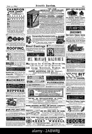 No charge for consultation by mall. Valuable Treatise Free. Rev. T. P. CHILDS Troy 0. ICE MAKINGMACHINES Machines for Cooling Breweries PORK PACKING ESTABLISHMENTS Cold Storage Warehouses Hospitals etc. SEND FOR ILLUSTRATED AND DESCRIPTIVE CIRCULARS. 142; r-reeia.vcril.ala. !Street N7C7M. HOOPER cfc SHIPPINC AND COMMISSION MERCHANTS PROPRIETORS GUAYMAS MILLS. DEALERS IN LUMBER SALT ICE ETC. ARIZONA NEW MEXIC SONORA AND CHIHUAHUA. MINING MACHINERY MATERIAL AND SUPPLIES A SPECIALTY. MANUFACTURERS OF WIRE ROPE BRIDGE CABLES SHIP RIGGING Office and Works: Office and Warehouse: EMERY WHEELS. . I M Stock Photo