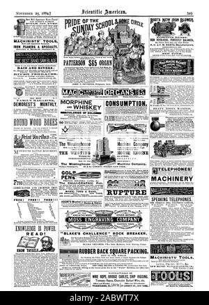 Letters on Geology and other Subjects. FAMILY MAGAZINE DEMOREST'S MONTHLY ROUND WOOD BOXES mcrtket - SMiTHviltE.suS.CO.N.J v BEATTY'S Machine Company DRIVE DIRECT with HOUSE ENGINE RUBBER BACK SQUARE PACKING. MANUFACTURERS OF WIRE ROPE BRIDGE CABLES SHIP RIGGING GEORGE WESTINGHOUSE JR. RALPH The Westinghouse Will make Special Contracts Speed Machinery t THE WESTING VAN DUZEN'S PATENT LOOSE PULLEY OILER., scientific american, 1882-11-25 Stock Photo