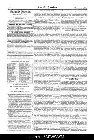 PUBLISHED WEEKLY AT No. 261 BROADWAY NEW YORK. 0. D. MUNN. A. E. BEACH. TERMS FOR THE SCIENTIFIC AMERICAN. ll'he Scientific American Supplement Scientific American Export Edition. Contents. N. 4219 THE PLOT AGAINST PATENTS. CABLE RAILWAYS FOR NEW YORK CITY. MALARIAL FEVERS., 1884-03-22 Stock Photo