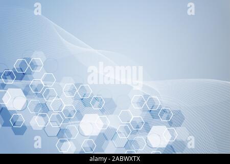 Technology connection digital data and big data concept. Modern futuristic background of the scientific hexagonal pattern. Stock Vector