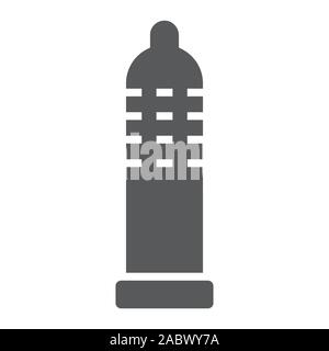 Condom glyph icon, rubber and protection, latex sign, vector graphics, a solid pattern on a white background, eps 10. Stock Vector