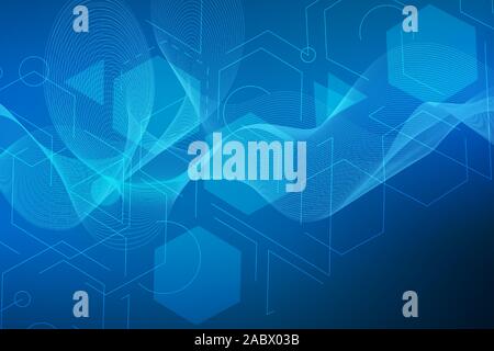 Technology connection digital data and big data concept. Modern futuristic background of the scientific hexagonal pattern. Stock Vector