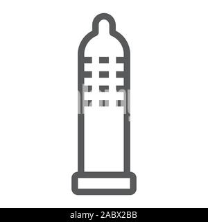 Condom thin line icon, rubber and protection, latex sign, vector ...