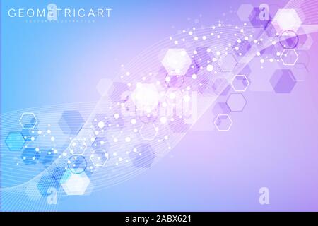 Purple pink vector blurred template.Science abstract background with molecular structure. Stock Vector