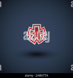 3D red steel font character, vector Stock Vector