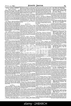 RECENTLY PATENTED INVENTIONS. Railway Appliances. Agricultural. Miscellaneous. of this paper. NEW BOOKS AND PUBLICATIONS., scientific american, 1892-03-19 Stock Photo