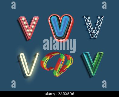 A character set of 6 different styled font, vector Stock Vector