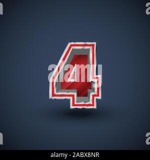 3D red steel font character, vector Stock Vector