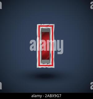 3D red steel font character, vector Stock Vector