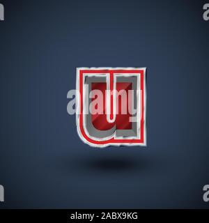 3D red steel font character, vector Stock Vector