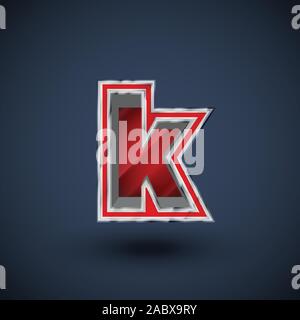 3D red steel font character, vector Stock Vector