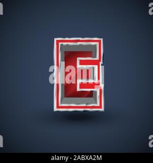 3D red steel font character, vector Stock Vector