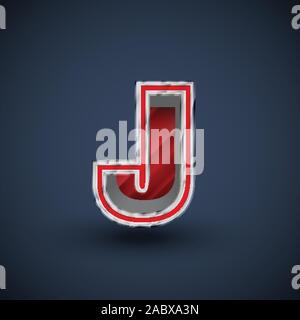 3D red steel font character, vector Stock Vector
