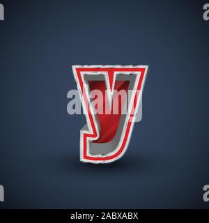 3D red steel font character, vector Stock Vector