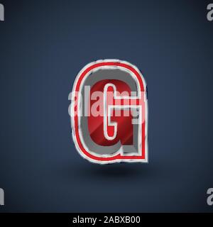 3D red steel font character, vector Stock Vector
