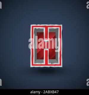 3D red steel font character, vector Stock Vector