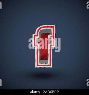 3D red steel font character, vector Stock Vector