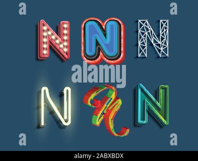 A character set of 6 different styled font, vector Stock Vector