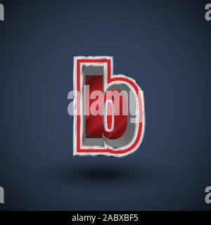 3D red steel font character, vector Stock Vector