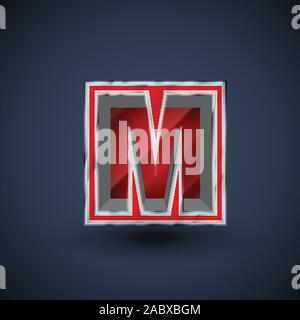 3D red steel font character, vector Stock Vector