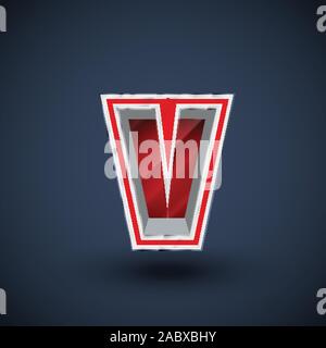 3D red steel font character, vector Stock Vector