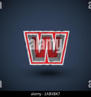 3D red steel font character, vector Stock Vector