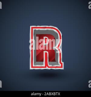 3D red steel font character, vector Stock Vector